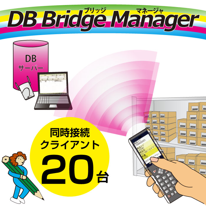 ハンディターミナル導入支援ソフトウェア DBブリッジマネージャ【ホスト1ライセンス＆同時接続クライアント20台】 データベース通信ミドルウェア DBM-HOST20